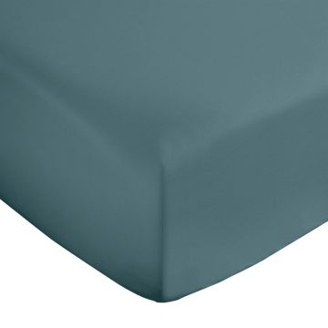 Cearceaf albastru-verde din bumbac satinat cu elastic 135x190 cm Cotton Sateen – Bianca