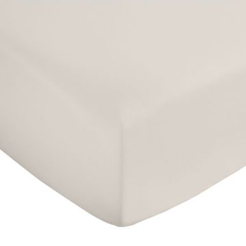 Cearceaf bej din bumbac satinat cu elastic 150x200 cm Cotton Sateen – Bianca