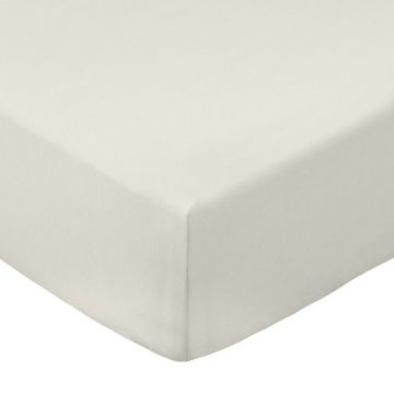 Cearceaf crem din bumbac percal cu elastic 135x190 cm Cotton Percale – Bianca