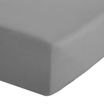 Cearceaf gri din bumbac percale cu elastic 90x190 cm Easy Iron Percale – Catherine Lansfield