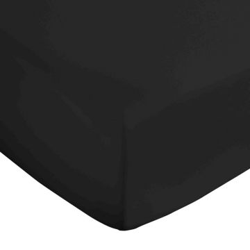 Cearceaf negru din bumbac satinat cu elastic 135x190 cm Cotton Sateen – Bianca