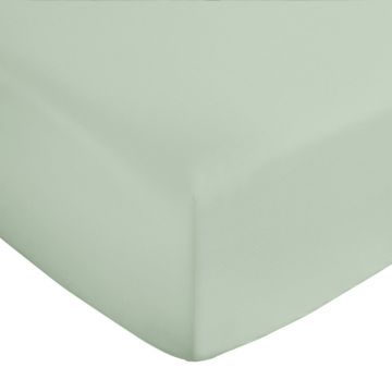 Cearceaf verde deschis din bumbac satinat cu elastic 135x190 cm Cotton Sateen – Bianca
