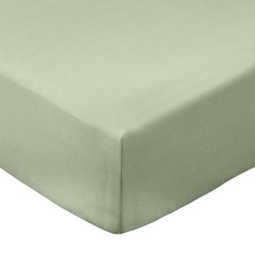 Cearceaf verde din bumbac percal cu elastic 135x190 cm Cotton Percale – Bianca