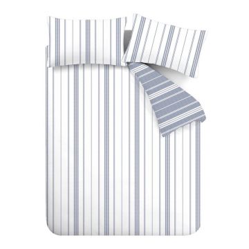 Lenjerie de pat albă/albastră pentru pat dublu/extinsă 230x220 cm Harbour Stripe – Catherine Lansfield