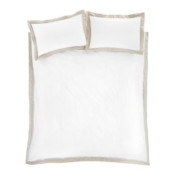 Lenjerie de pat albă/bej din bumbac pentru pat dublu/extinsă 230x220 cm Oxford Lace – Bianca