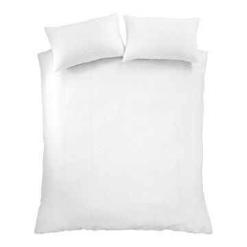 Lenjerie de pat albă din țesătură crep pentru pat dublu/extinsă 230x220 cm Heatset Wave – Catherine Lansfield