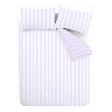 Lenjerie de pat albă/mov lavandă pentru pat dublu/extinsă 230x220 cm Stripe Tease – Sassy B
