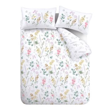 Lenjerie de pat albă pentru pat dublu/extinsă 230x220 cm Emilia Floral – Catherine Lansfield