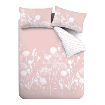 Lenjerie de pat albă/roz pentru pat dublu/extinsă 230x220 cm Meadowsweet Floral – Catherine Lansfield