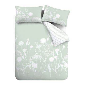 Lenjerie de pat albă/verde pentru pat dublu/extinsă 230x220 cm Meadowsweet Floral – Catherine Lansfield