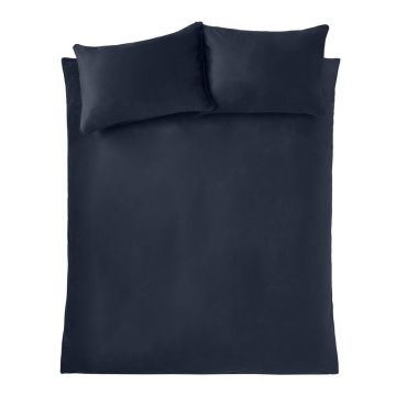 Lenjerie de pat albastră din catifea pentru pat dublu/extinsă 230x220 cm Kingsley – Catherine Lansfield