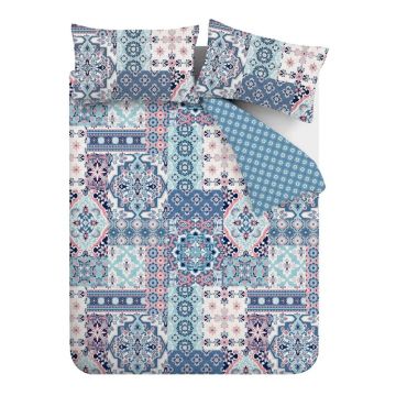 Lenjerie de pat albastră pentru pat dublu/extinsă 230x220 cm Boho Patchwork – Catherine Lansfield