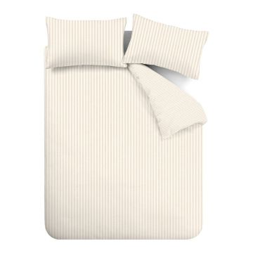 Lenjerie de pat bej/crem din flanelă pentru pat dublu/extinsă 230x220 cm Stripe – Catherine Lansfield