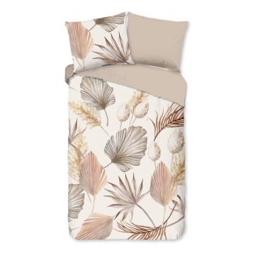 Lenjerie de pat bej din bumbac pentru pat de o persoană/extinsă 140x220 cm Vince – Good Morning