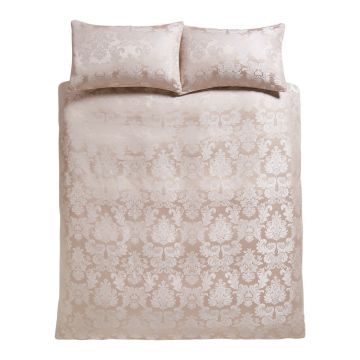 Lenjerie de pat bej din damasc pentru pat dublu/extinsă 230x220 cm Damask Jacquard – Catherine Lansfield