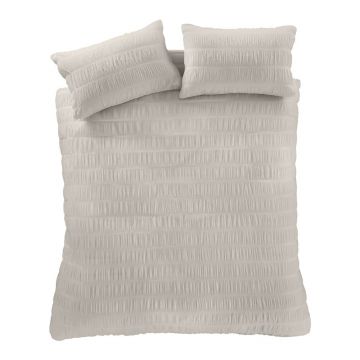 Lenjerie de pat bej din țesătură crep pentru pat dublu/extinsă 230x220 cm Seersucker – Catherine Lansfield