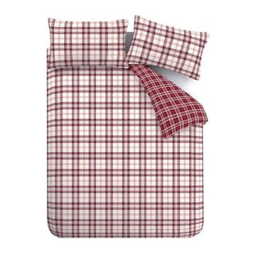 Lenjerie de pat burgundy pentru pat dublu 200x200 cm Kelso Check – Catherine Lansfield
