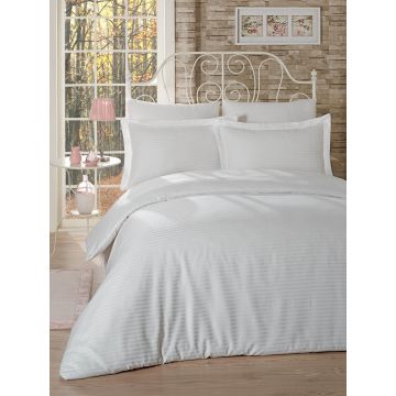 Lenjerie de pat dubla, Classic Line - White, Primacasa by Türkiz, Bumbac Satinat