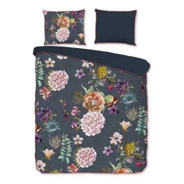 Lenjerie de pat gri antracit din bumbac satinat pentru pat dublu/extinsă 240x220 cm Parma – Descanso
