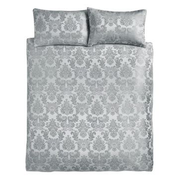 Lenjerie de pat gri din damasc pentru pat dublu/extinsă 230x220 cm Damask Jacquard – Catherine Lansfield