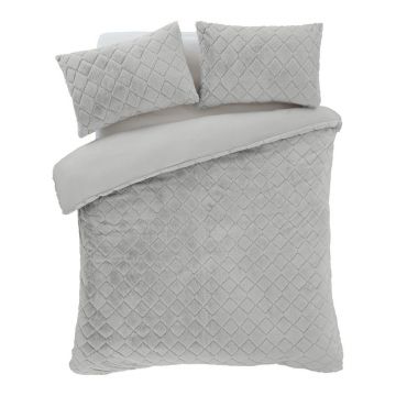 Lenjerie de pat gri din micropluș/cocolino pentru pat de o persoană 135x200 cm Cosy Diamond – Catherine Lansfield