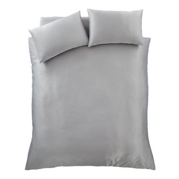 Lenjerie de pat gri din satin pentru pat dublu/extinsă 230x220 cm Silky Soft – Catherine Lansfield