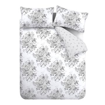 Lenjerie de pat gri pentru pat dublu/extinsă 230x220 cm Elinda Floral – Catherine Lansfield
