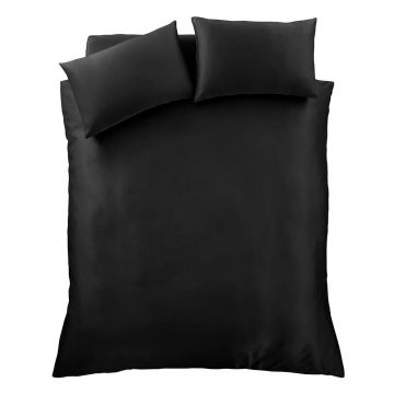 Lenjerie de pat neagră din satin pentru pat de o persoană 135x200 cm Silky Soft – Catherine Lansfield