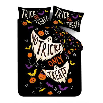 Lenjerie de pat neagră pentru pat de o persoană 135x200 cm Halloween Trick or Treat – Catherine Lansfield