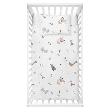 Lenjerie de pat pentru copii albă din bumbac ranforcé pentru pătuț 100x150 cm Dinozor – Mijolnir