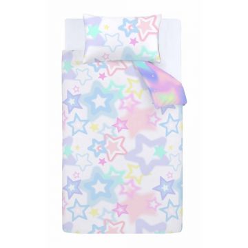 Lenjerie de pat pentru copii albă-roz pentru pat dublu 200x200 cm Ombre Stars – Catherine Lansfield