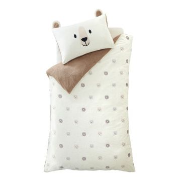 Lenjerie de pat pentru copii maro-crem din micropluș/cocolino pentru pat de o persoană 135x200 cm Cosy Bear – Catherine Lansfield