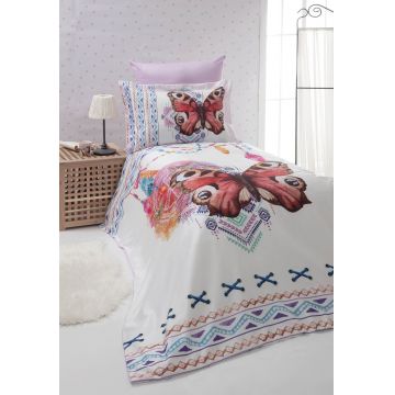 Lenjerie de pat pentru o persoana, Butterfly, Primacasa by Türkiz, Bumbac Ranforce