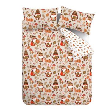 Lenjerie de pat portocalie/maro pentru pat dublu/extinsă 230x220 cm Woodland Gonks – Catherine Lansfield