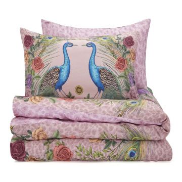 Lenjerie de pat roz din bumbac satinat pentru pat dublu 200x200 cm Xanadu Peacock – Matthew Williamson