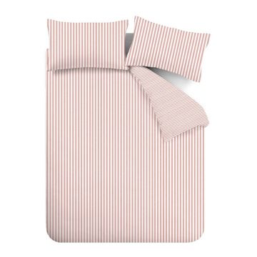 Lenjerie de pat roz din flanelă pentru pat dublu/extinsă 230x220 cm Stripe – Catherine Lansfield