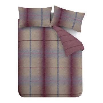 Lenjerie de pat roz-închis din flanelă pentru pat dublu/extinsă 230x220 cm Melrose Tweed Check – Catherine Lansfield