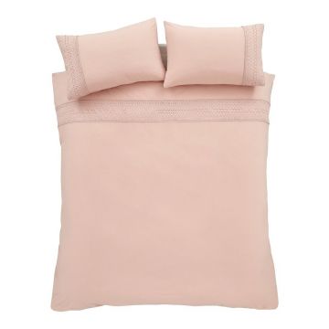Lenjerie de pat roz pentru pat dublu/extinsă 230x220 cm Broderie Anglaise – Catherine Lansfield
