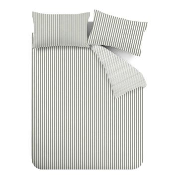 Lenjerie de pat verde din flanelă pentru pat dublu/extinsă 230x220 cm Stripe – Catherine Lansfield