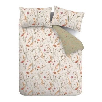 Lenjerie de pat verde/maro din flanelă pentru pat dublu/extinsă 230x220 cm Grasmere Floral – Catherine Lansfield