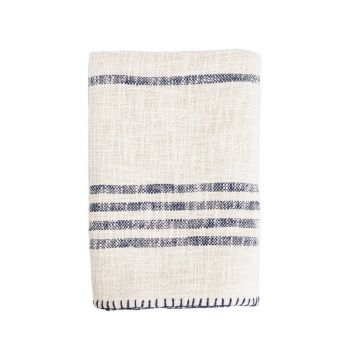 Patura Cortes, Homla, 130x170 cm, bumbac, ecru/albastru